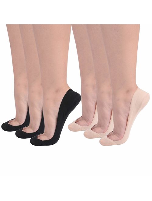 Flammi Women's TRULY No Show Socks for Flats Non Slip Cotton Ultra Low Cut Liner Socks