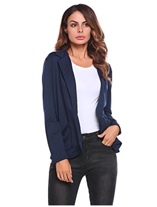 Zeagoo Womens Casual Work Office Blazer Open Front Long Sleeve Cardigan Jacket