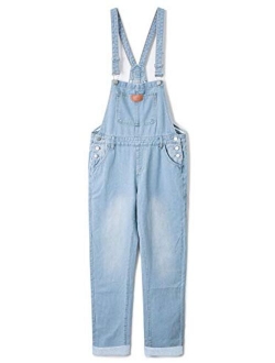 AvaCostume Womens' Adjustable Strap Ripped Denim Overalls