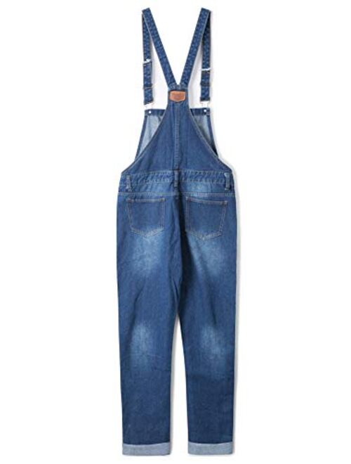 AvaCostume Womens' Adjustable Strap Ripped Denim Overalls