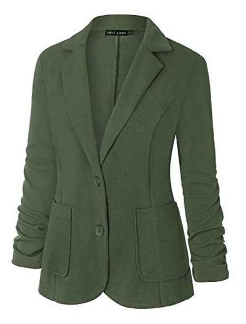 Unifizz Womens Casual Work Office Blazer Pockets Buttons Suit Jacket 3/4 Sleeve