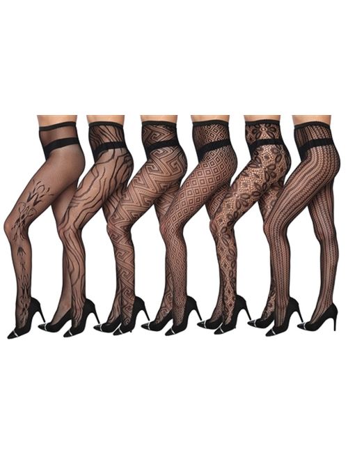 Isadora Paccini Women's 6-Pack Fishnet Lace Pantyhose Tights