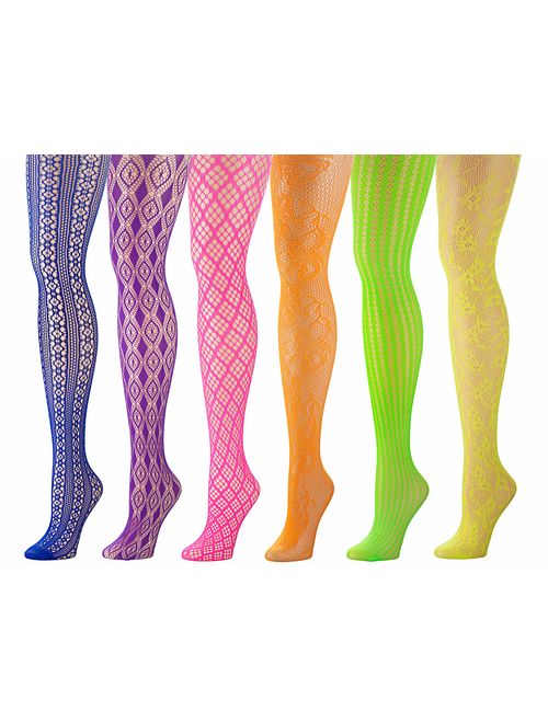 Isadora Paccini Women's 6-Pack Fishnet Lace Pantyhose Tights