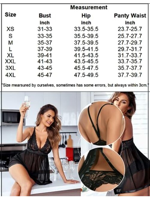 Avidlove Women Lingerie Lace Babydoll Strap Chemise Halter Teddy V Neck Sleepwear