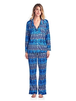 Ashford & Brooks Women's Long Sleeve Minky Micro Fleece Pajama Set