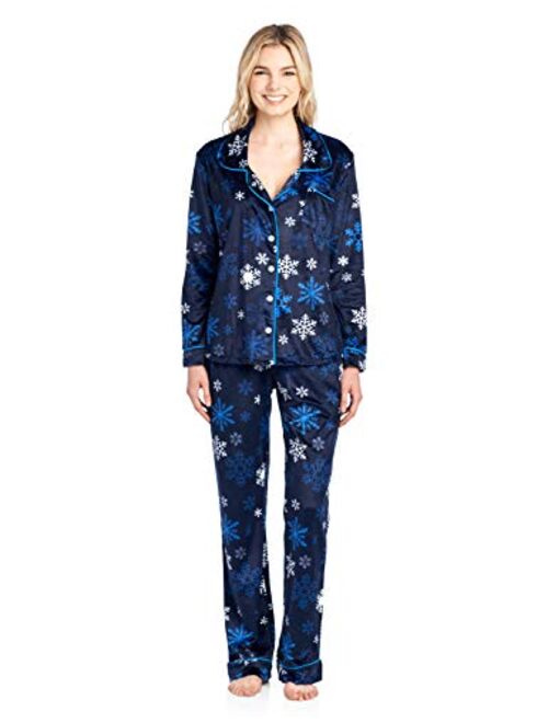 Ashford & Brooks Women's Long Sleeve Minky Micro Fleece Pajama Set