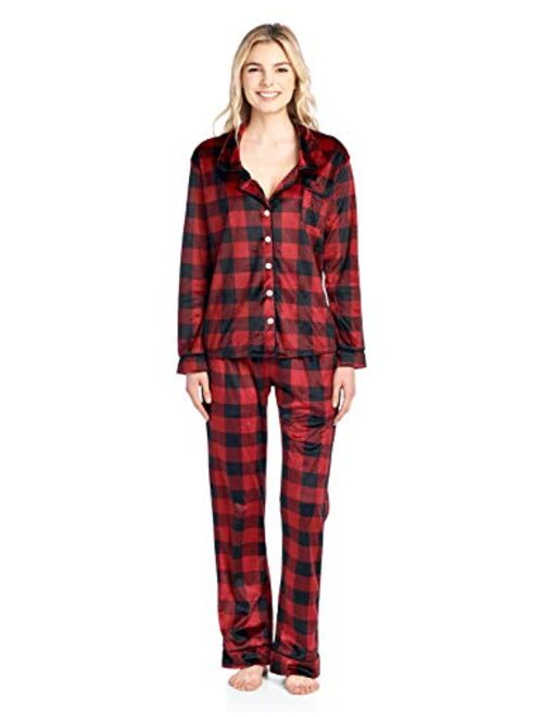 Ashford & Brooks Women's Long Sleeve Minky Micro Fleece Pajama Set