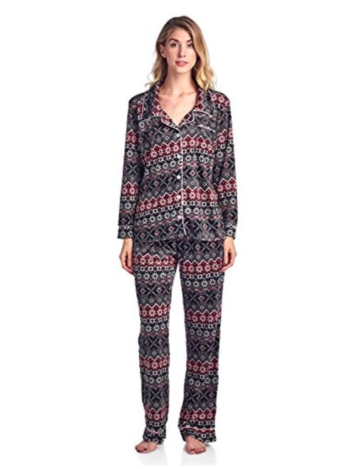 Ashford & Brooks Women's Long Sleeve Minky Micro Fleece Pajama Set