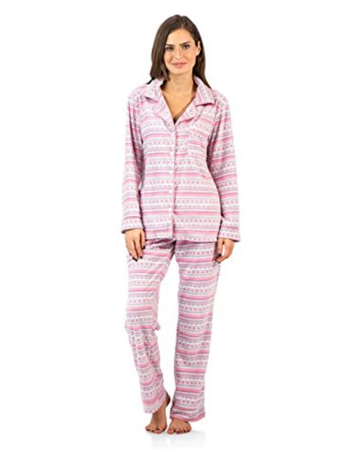 Ashford & Brooks Women's Long Sleeve Minky Micro Fleece Pajama Set