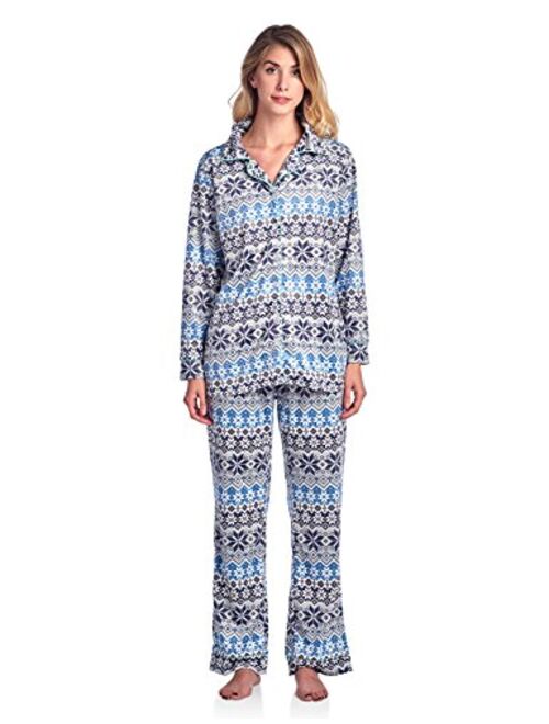 Ashford & Brooks Women's Long Sleeve Minky Micro Fleece Pajama Set