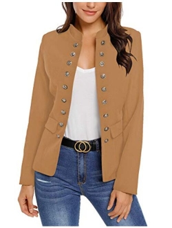 GRAPENT Women's Business Casual Buttons Pockets Open Front Blazer Suit Cardigan