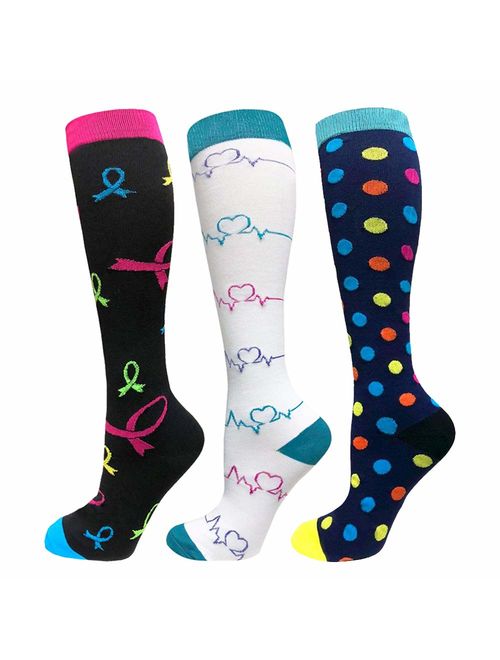 Compression Socks Women 20-30mmHg (3 Pairs) Mens Best Stockings for Running Medical Athletic