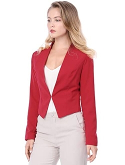 Women's Collarless Work Office Business Casual Cropped Blazer