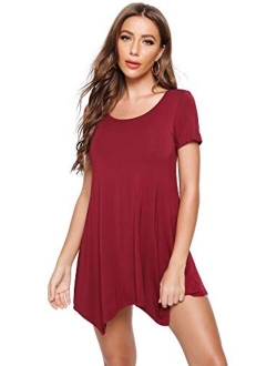 Bamboo Short Sleeve Tunic Shirt Leggings Top Sleep Shirts S-4X