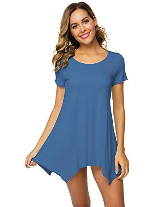 WiWi Bamboo Short Sleeve Tunic Shirt Leggings Top Sleep Shirts S-4X