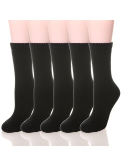 Womens 5 Pairs Soft Thick Comfort Casual Cotton Warm Wool Crew Winter Socks