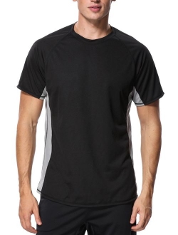 beautyin Men's Quick-Dry Sun Protection Rashguard Short Sleeve Tee Athletic Tops