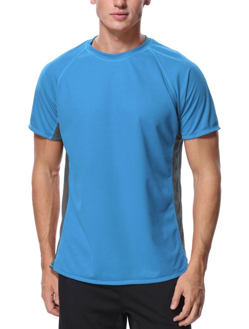 beautyin Men's Quick-Dry Sun Protection Rashguard Short Sleeve Tee Athletic Tops