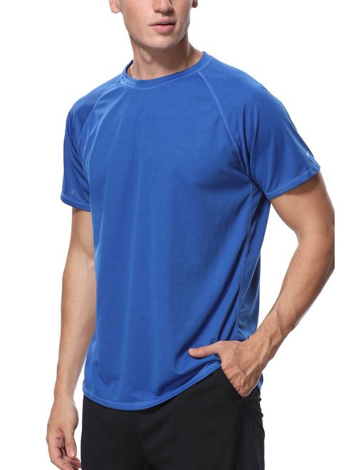 beautyin Men's Quick-Dry Sun Protection Rashguard Short Sleeve Tee Athletic Tops