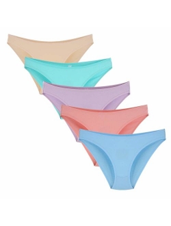 Nightaste Women Cotton French Cut Briefs Pack of 5 Assorted Underwear Panties with Color Stripes