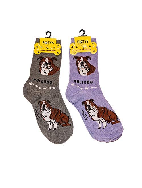 Foozys Unisex Crew Socks | Canine Large & Medium Dog Breed Novelty Sock (2 Pair)