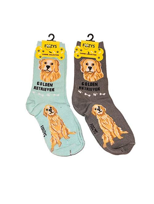 Foozys Unisex Crew Socks | Canine Large & Medium Dog Breed Novelty Sock (2 Pair)