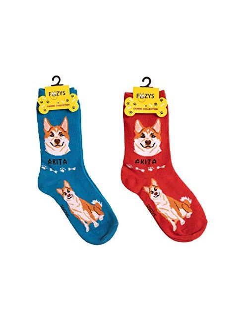 Foozys Unisex Crew Socks | Canine Large & Medium Dog Breed Novelty Sock (2 Pair)