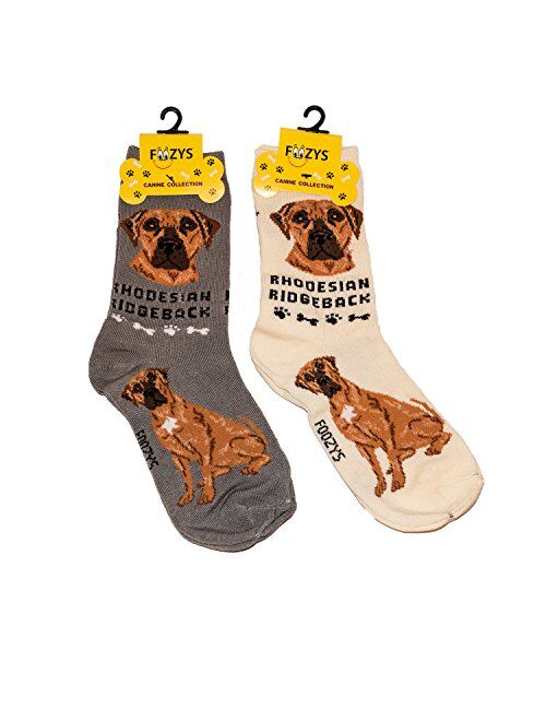 Foozys Unisex Crew Socks | Canine Large & Medium Dog Breed Novelty Sock (2 Pair)