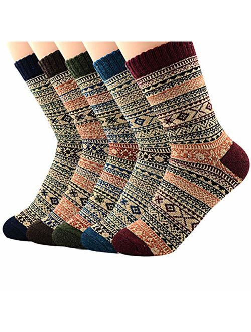 Century Star Women's Vintage Winter Soft Wool Style Thick Wool Warm Winter Crew Socks