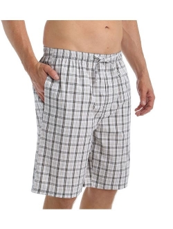 Men's Soft Woven 100% Cotton Elastic Waistband Sleep Pajama Short Shorts