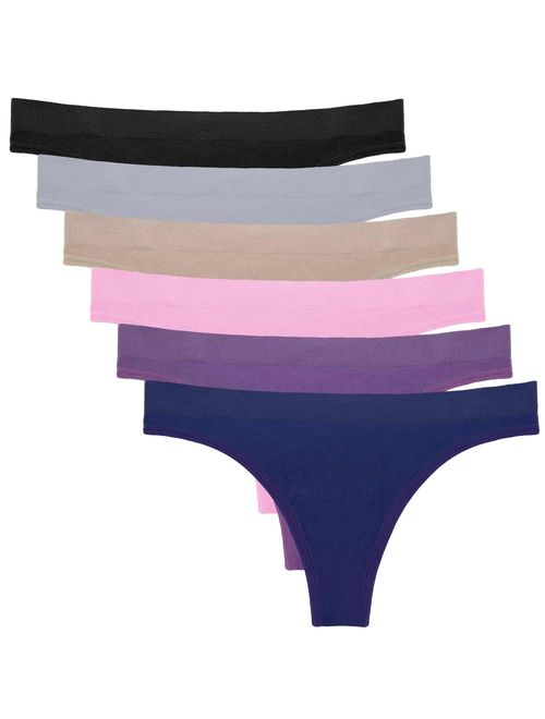  Bolivelan Womens Mid-Rise Seamless Thongs Comfy