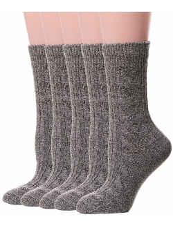 Womens Wool Socks Warm Knit Comfort Cotton Work Duty Boot Winter Socks For Cold Weather 5 Pack