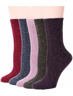 Womens Wool Socks Warm Knit Comfort Cotton Work Duty Boot Winter Socks For Cold Weather 5 Pack