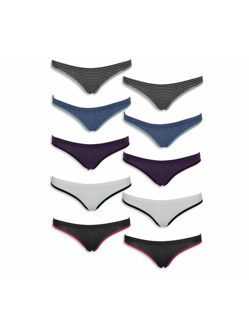 Emprella Women Underwear, 10 Pack Womens Cotton Stretch Bikini Panties for Ladies