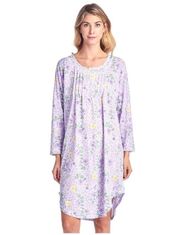 Casual Nights Women's Round Neck Long Sleeve Lace Floral Nightgown