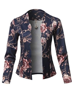 Women's Floral Print 3/4 Sleeves Open Front Bolero Blazer - Made in USA