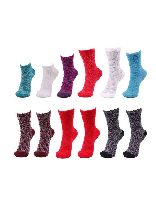 Women's Assorted Super Soft Fluffy Warm Cozy Home Socks 12 Pair Value Packs