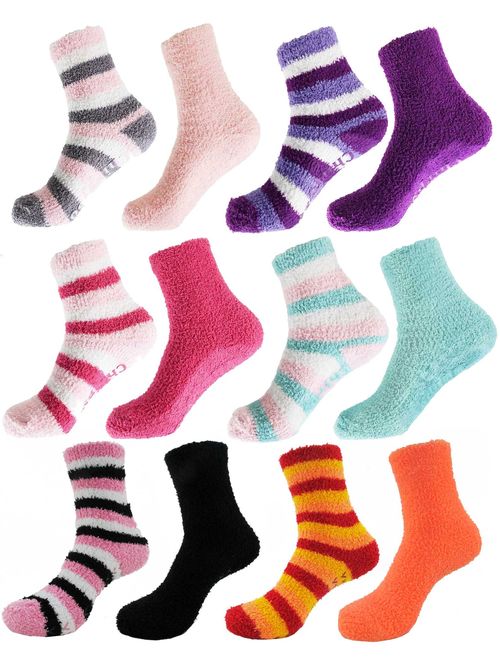 Women's Assorted Super Soft Fluffy Warm Cozy Home Socks 12 Pair Value Packs