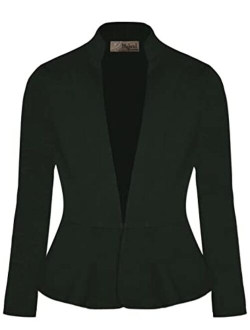 Hybrid & Company Womens Casual Elegant Work Office Nylon Ponte Blazer Jacket