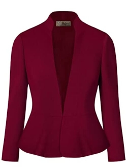 Hybrid & Company Womens Casual Elegant Work Office Nylon Ponte Blazer Jacket