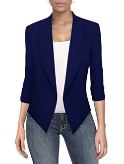 Hybrid & Company Womens Casual Elegant Work Office Nylon Ponte Blazer Jacket