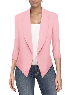 Hybrid & Company Womens Casual Elegant Work Office Nylon Ponte Blazer Jacket