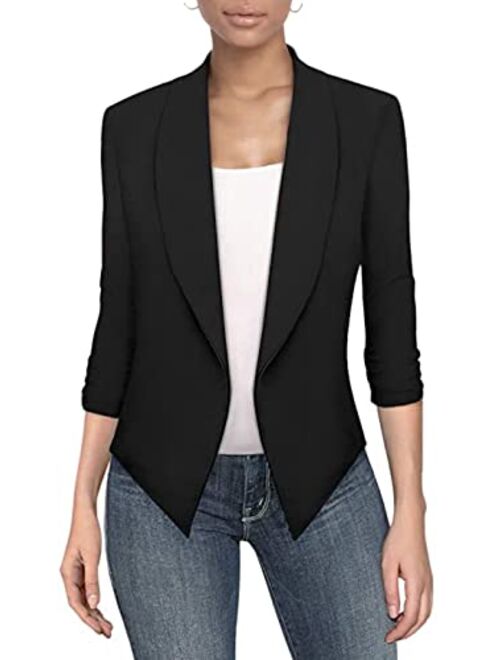 Hybrid & Company Womens Casual Elegant Work Office Nylon Ponte Blazer Jacket