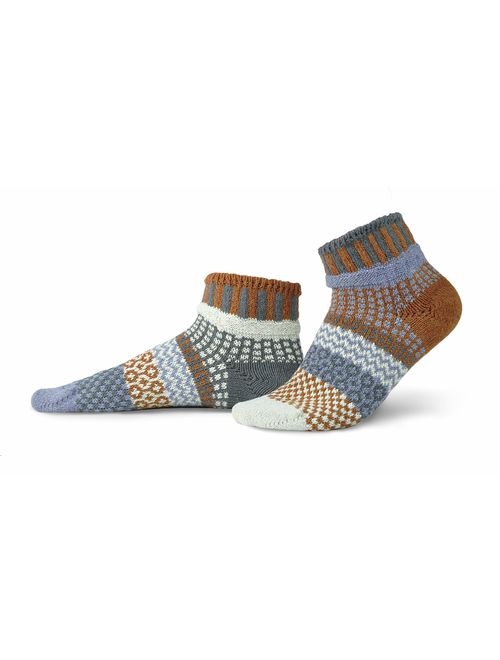 Solmate Socks Mismatched Quarter Length Socks for Women/Men, USA Made with Recycled Yarns