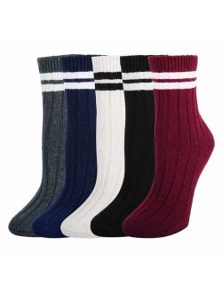 Zmart 5 Pack Women's Warm Thick Knit Wool Cozy Socks Colorful Casual Fall Winter