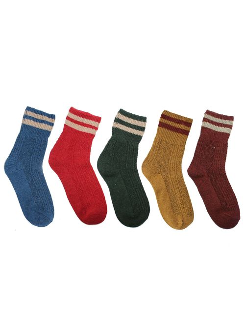 Zmart 5 Pack Women's Warm Thick Knit Wool Cozy Socks Colorful Casual Fall Winter