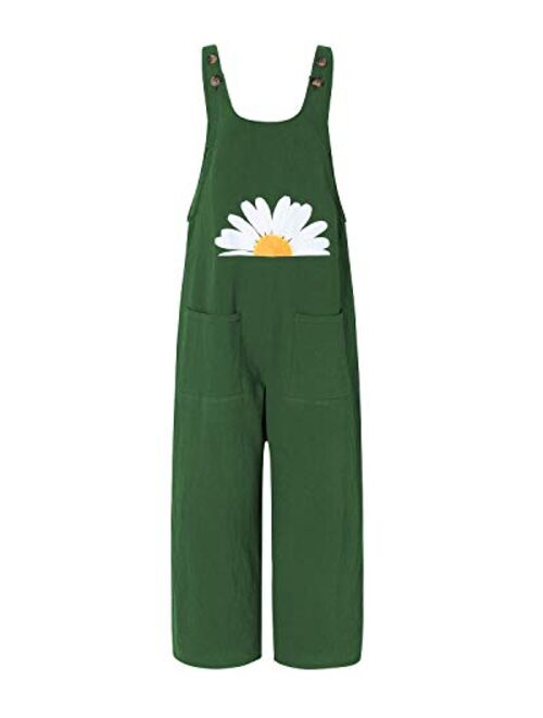 StyleDome Women's Sleeveless Overall Strappy Pocket Jumpsuit Baggy Romper Bib Loose Trousers