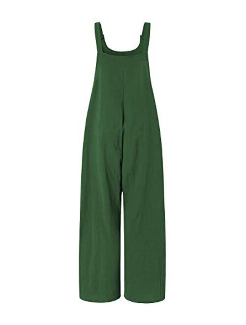 StyleDome Women's Sleeveless Overall Strappy Pocket Jumpsuit Baggy Romper Bib Loose Trousers