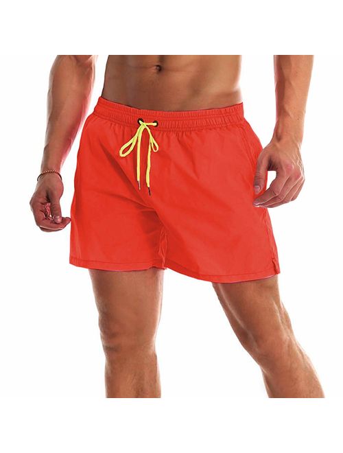 YnimioAOX Men's Swim Trunks Quick Dry Beach Shorts Swimwear Bathing Suit with Mesh Lining