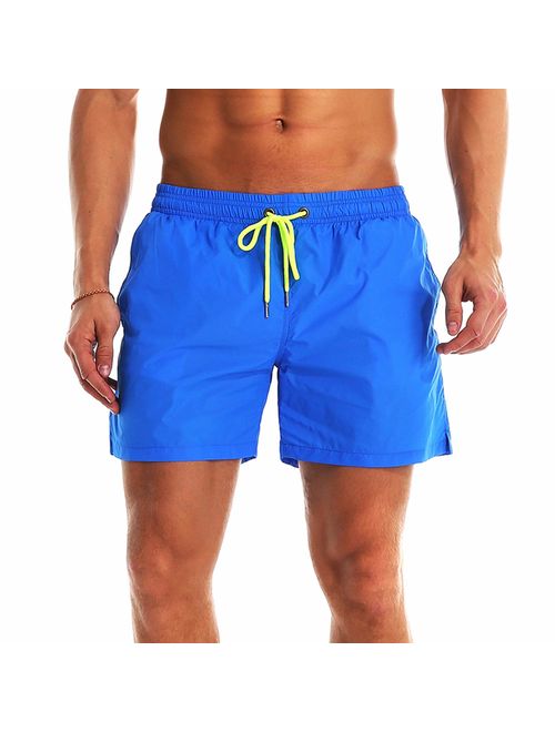 YnimioAOX Men's Swim Trunks Quick Dry Beach Shorts Swimwear Bathing Suit with Mesh Lining